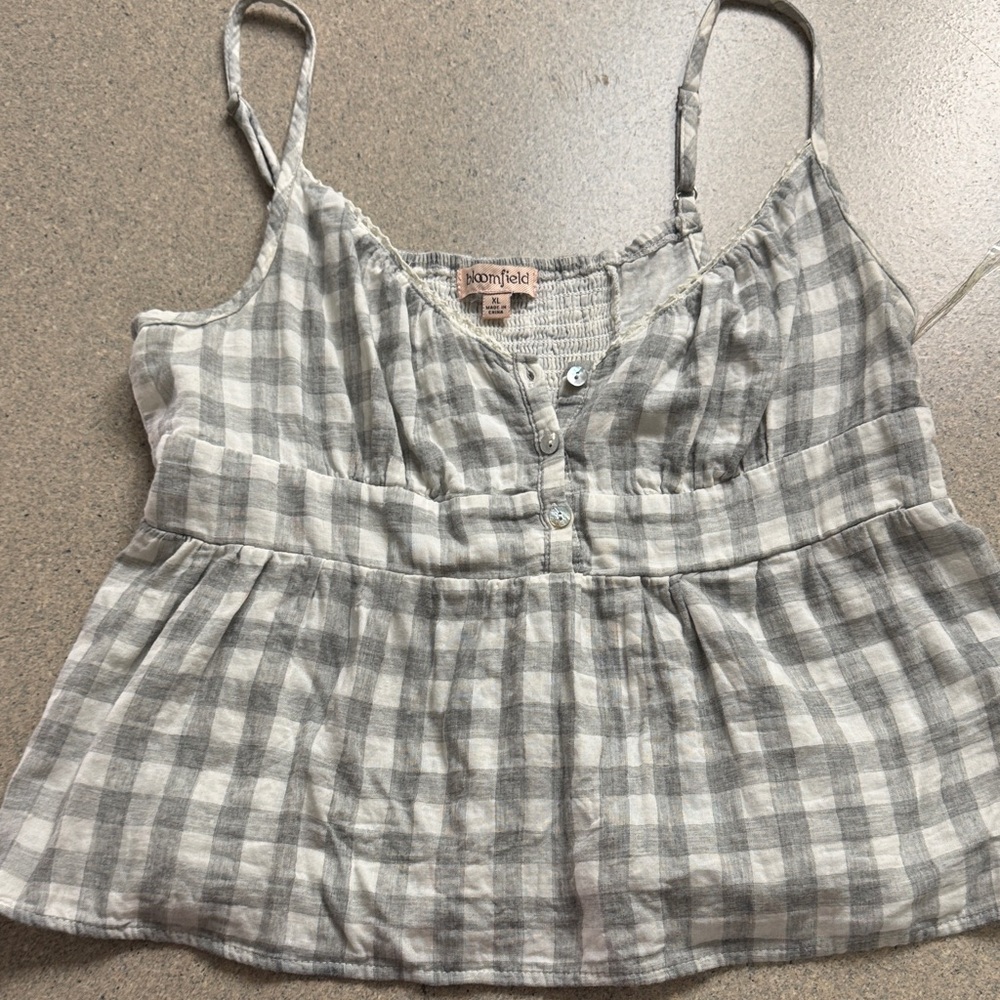 Kona Sol Women's Checkered Camisole in Gray